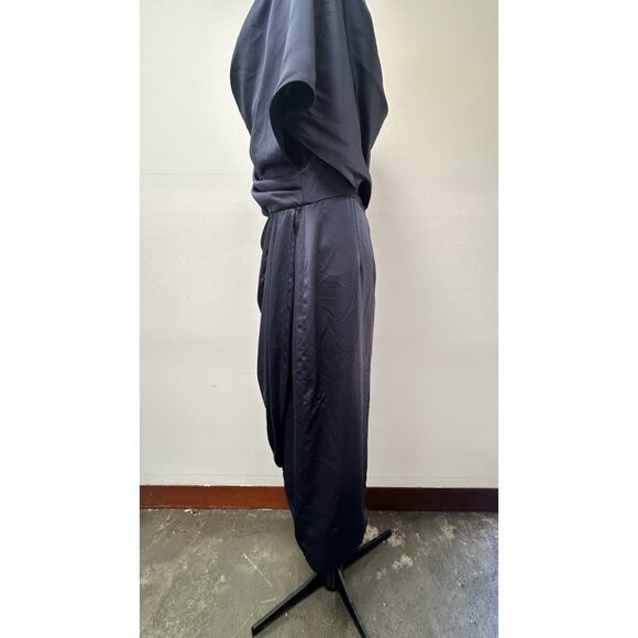 Theia Navy Blue One-Shoulder Midi Dress - Picture 7 of 11